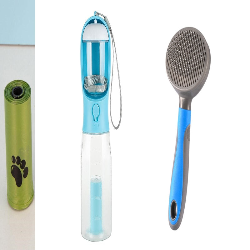 Ultimate 3-in-1 Portable Cat & Dog Water Bottle with Food Feeder and Poop Dispenser - Leak-Proof and Multifunctional Pet Travel Essential
