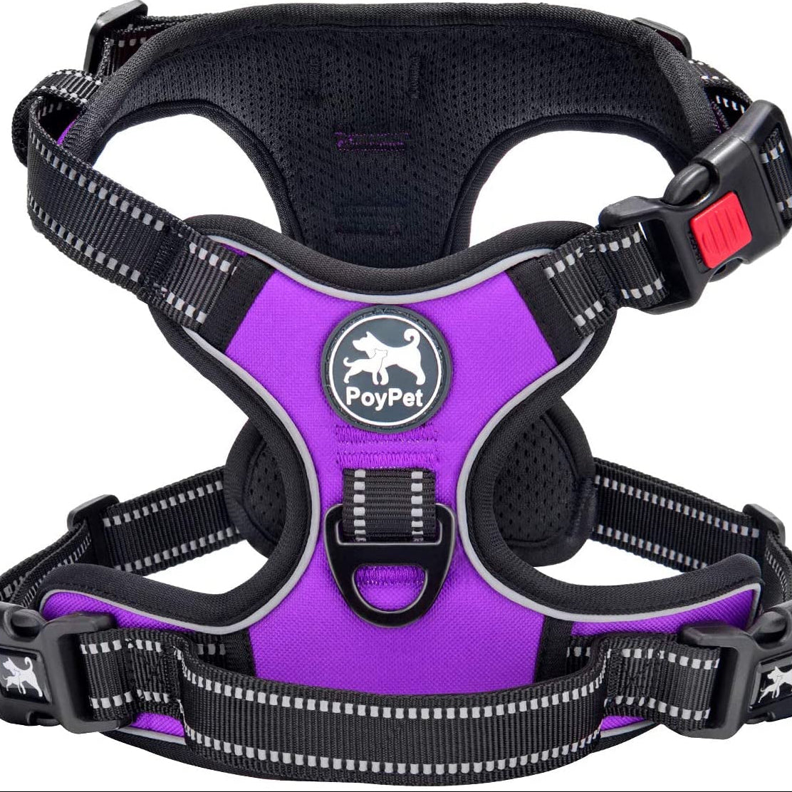 Ultimate Comfort & Control: No Pull Dog Harness with Reflective Design for All Breeds (Purple, Medium)