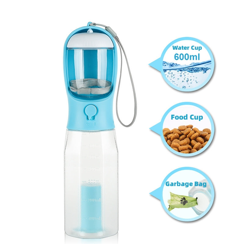 Ultimate 3-in-1 Portable Cat & Dog Water Bottle with Food Feeder and Poop Dispenser - Leak-Proof and Multifunctional Pet Travel Essential