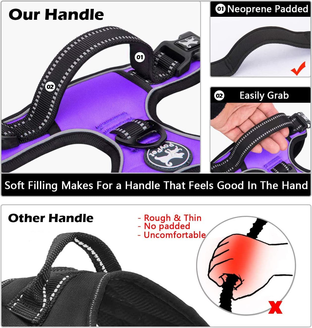 Ultimate Comfort & Control: No Pull Dog Harness with Reflective Design for All Breeds (Purple, Medium)